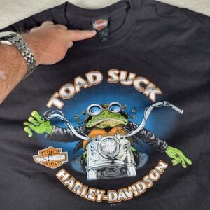 Harley-Davidson T-Shirt Mens XL Black Toad Suck Conway Arkansas Biker Frog 2011